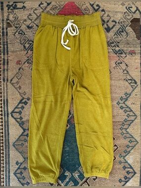Free People Olive/Chartreuse Cozy Track Pants sz SMALL